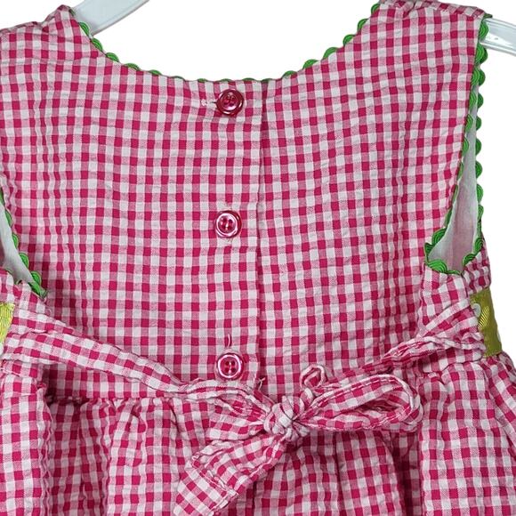 Toddler Dress 2T Seersucker Baby Togs Ladybug Flowers Pink Gingham Embroidered - Picture 5 of 8